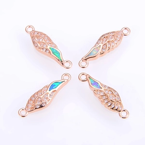 Roségoldene Engelsflügel-Verbinder mit Opal und Zirkonia für DIY-Schmuckherstellung