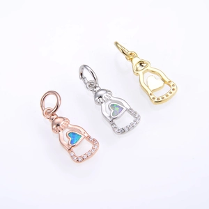 Collana con ciondolo bottiglia dei desideri in opale a cuore e zirconi in tre colori