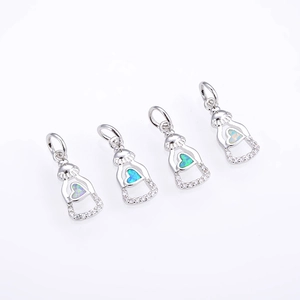Ciondolo a Forma di Cuore con Opale Bottiglia dei Desideri Placcato Oro Rame Collana Charm per Donna Fai da Te Gioielli