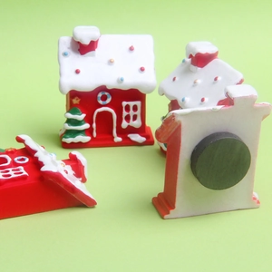 Christmas theme red house magnets set for DIY crafts and home decoration