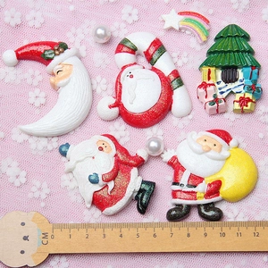 Colorful Christmas resin charms with glitter finish for festive fridge magnets decoration
