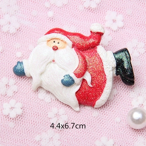 Detail of Santa Claus resin craft with red glitter coating for Christmas decor, 4.4x6.7cm
