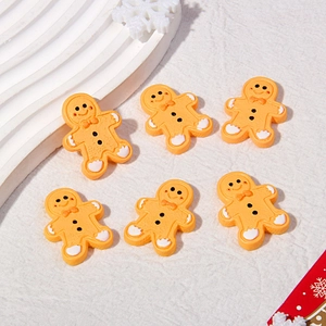 Resin Christmas Gingerbread Man Flatback Charms For DIY Crafts Hair Clips Phone Case Decoration Holiday Jewelry Accessories