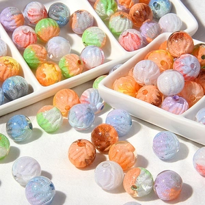 Oil Painting Style Round Acrylic Beads Drip Oil Loose Beads For DIY Phone Chain Bracelet Jewelry Making Handmade Craft Beads