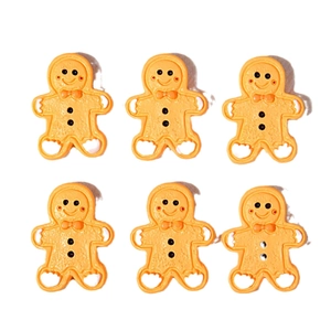 Set of six orange resin gingerbread man charms for DIY accessories and holiday crafts
