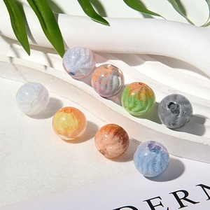 Artistic oil painting style acrylic round beads with wavy textures for DIY phone chains