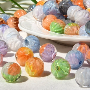 Colorful oil painting style acrylic beads with internal leaf texture for DIY jewelry making