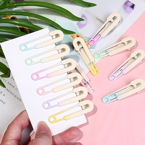 Colorful macaron safety pin hair clips in a sweet gradient set for women and girls