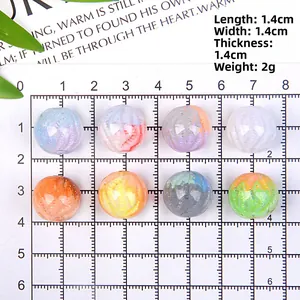 Close-up of 14mm oil painting style acrylic beads with spiral texture for DIY phone straps