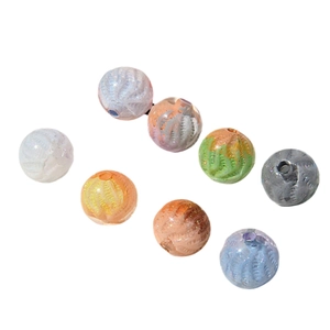 Artistic oil painting style acrylic beads with spiral texture for DIY phone lanyards