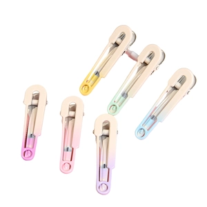 Set of 6 colorful gradient matte duckbill hair clips in sweet macaron pastel tones
