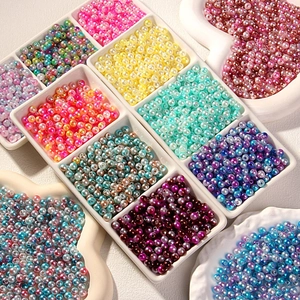 Perles d'imitation ABS 6mm multicolores pour bijoux DIY dans des plats en cœur