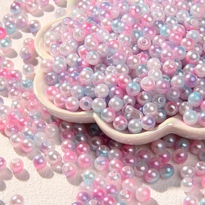 Vue macro de perles ABS irisées de 6 mm pour bracelets DIY et accessoires de cheveux