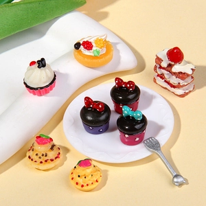 Miniature resin cupcake and dessert charms for DIY crafts and dollhouse decoration