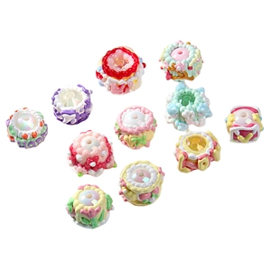 Colorful floral resin beads with 3D texture for DIY jewelry and phone chain making