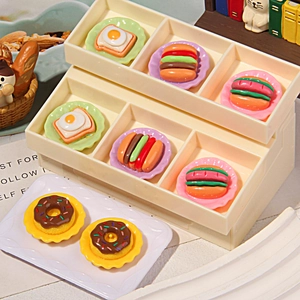 Miniature simulation food toy set with 3-tier display stand for DIY resin crafts and decor