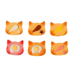 6-teiliges Set Katzen-Toast-Anhänger aus Harz für DIY-Handwerk und Haarschmuck