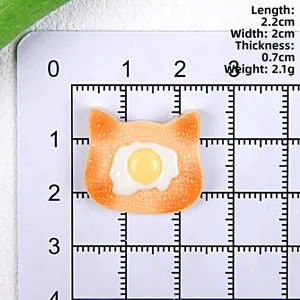 Katzen-Toast-Harzfigur Detailansicht mit Maßen: 2,2 cm Länge und 2 cm Breite