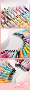 Detailed view of DIY beaded pens with colorful candy beads and cute food charms