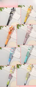Creative DIY beaded ballpoint pens in 8 vibrant colors with cute decorative beads