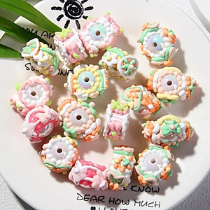 Sweet macaron-colored resin cream-style flower beads for DIY jewelry and phone charms