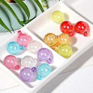 15mm colorful transparent bubble beads with hanging loops for DIY jewelry making
