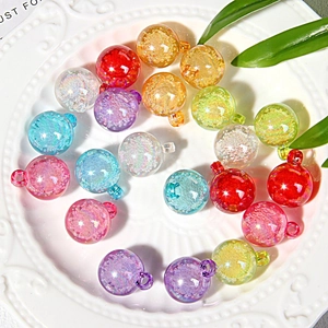 Colorful 15mm glass bubble beads with glitter and hanging holes for DIY jewelry