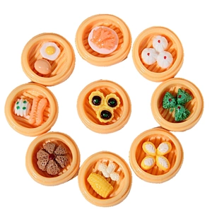 Miniature Chinese Dim Sum toy set with tiny resin steamers containing buns and dumplings