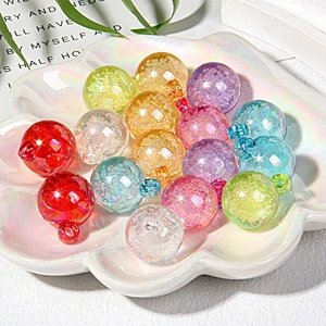 Detailed macro view of 15mm colorful bubble beads in a shell tray for DIY jewelry