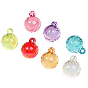Colorful 15mm glitter bubble beads with hanging loops for DIY jewelry making and crafts