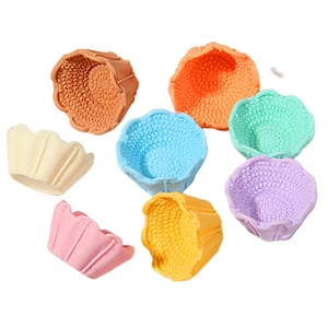 Set of 8 colorful flower-shaped silicone molds with woven texture for DIY crafts