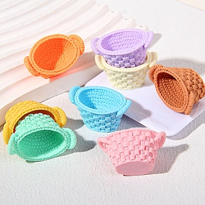 Miniature colorful resin vegetable baskets in various candy colors for DIY dollhouse crafts