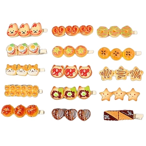 Cute Simulation Food Hair Clip Resin Bread Dessert Shape Duckbill Clip For Girls Students Sweet Animal Styling Hair Accessory