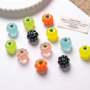 Perles citrouille d'Halloween lumineuses et colorées en résine pour bijoux DIY