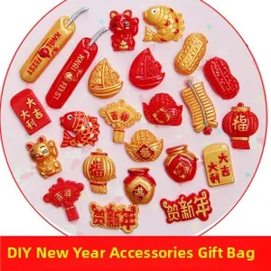 DIY New Year resin accessories set with lucky cat, koi fish and golden ingot charms