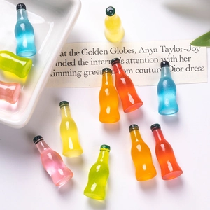 Miniature Resin Soda Bottle Charms For DIY Jewelry Making Dollhouse Decor Cute Drink Bottle Ornaments For Keychain Accessory