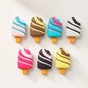 DIY colorful resin simulation ice cream popsicle charms with spiral texture design