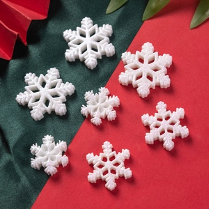 White resin snowflake DIY charms with pink glitter for Christmas decor, set of 7 pieces