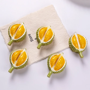 Set of 5 realistic miniature durian fruit fridge magnets made of high-quality resin
