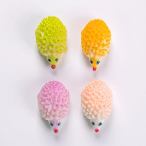 Miniature resin hedgehog figurines in green orange purple and pink for DIY crafts