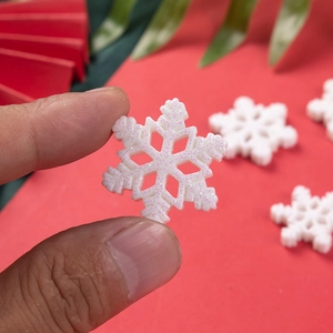 White and pink glitter resin snowflake charms for Christmas DIY hair accessories and decor