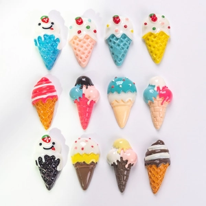 Set of 12 colorful resin ice cream cone accessories for DIY crafts and decorations