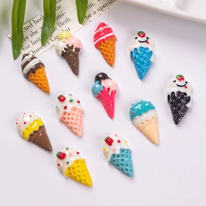 Mini Resin Ice Cream Cone Charms Colorful Simulation Food Miniature Cabochons For DIY Crafts Scrapbooking Phone Case Decoration Accessories