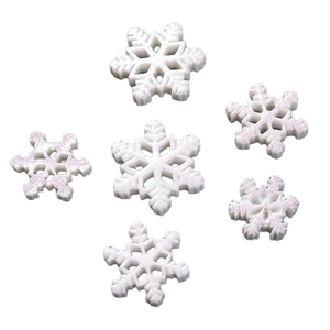 Set of 6 premium white resin glitter snowflakes for DIY Christmas crafts and hair accessories