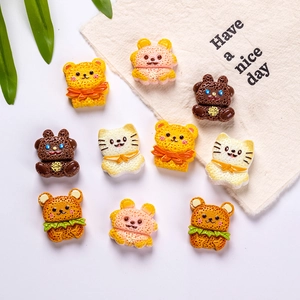 Kawaii Ρητίνη Καρτούν Ζώο Μπισκότο Ψωμί Σχήμα DIY Γούρια Για Μινιατούρα Φαγητού Μαγνήτης Ψυγείου Κλιπ Μαλλιών