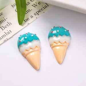 Macro detail of glossy resin ice cream cone charms for DIY handmade crafts and jewelry
