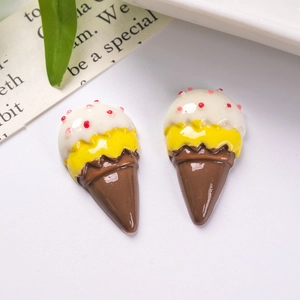 Macro view of resin ice cream cones for DIY crafts with chocolate and cream layers