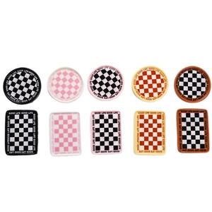 Miniature resin checkerboard plates in various colors for DIY dollhouse and crafts