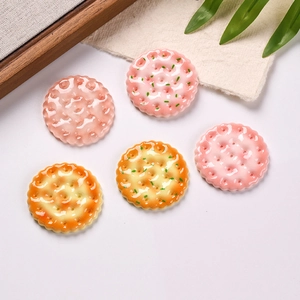Close-up of resin round biscuits for DIY crafts with realistic texture and wavy edges