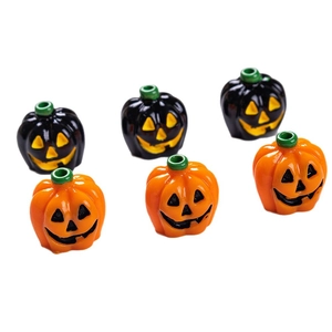 Set de 6 dijes de calabaza de resina para Halloween en naranja y negro para bricolaje